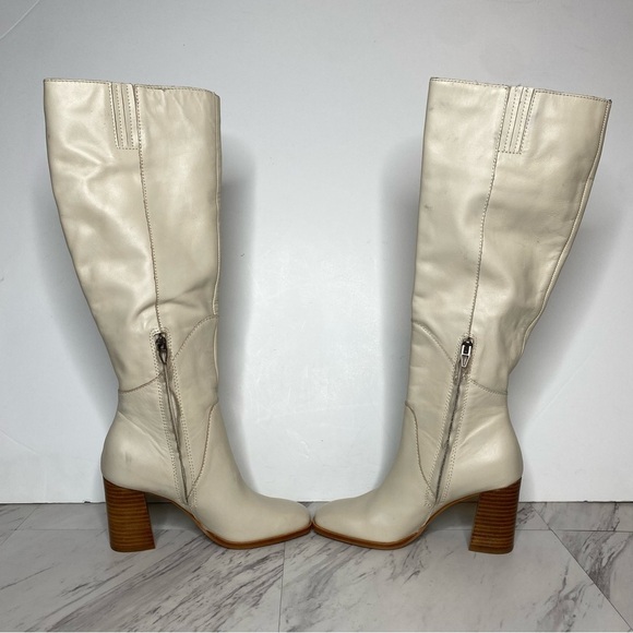Dolce Vita Flin Ivory Leather Heeled Tall Boot 6 - Picture 6 of 16